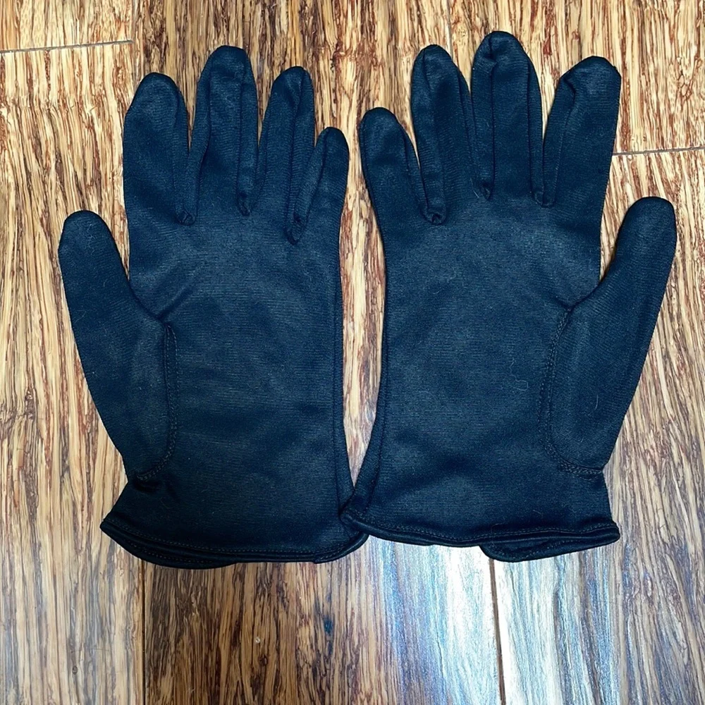 Vintage black stretchy fabric driving gloves one size